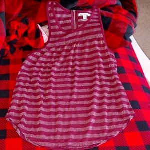 Maroon and silver striped tank top